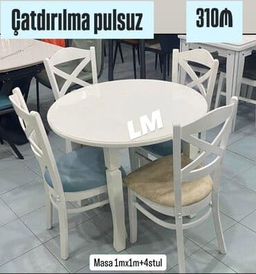 Mətbəx üçün, Açılmayan, Yumru masa, 4 stul lalafo.az -da Mətbəx üçün, Açılmayan, Yumru masa, 4 stul
