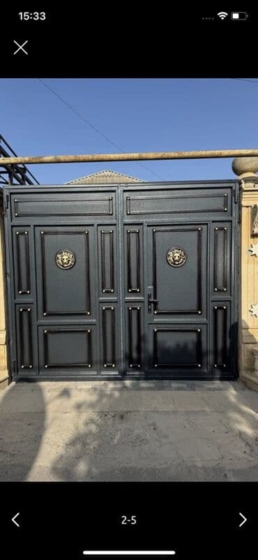 Dəmir Həyət darvazası, Yana açılan, Mexaniki, Qapı ilə, rəng - Boz lalafo.az -da Dəmir Həyət darvazası, Yana açılan, Mexaniki, Qapı ilə, rəng - Boz