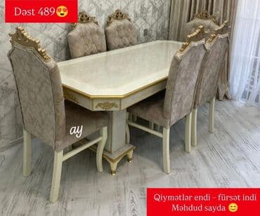 Qonaq otağı üçün, Açılmayan, Oval masa, 6 stul lalafo.az -da Qonaq otağı üçün, Açılmayan, Oval masa, 6 stul