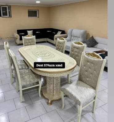 Qonaq otağı üçün, Açılmayan, Oval masa, 6 stul lalafo.az -da Qonaq otağı üçün, Açılmayan, Oval masa, 6 stul
