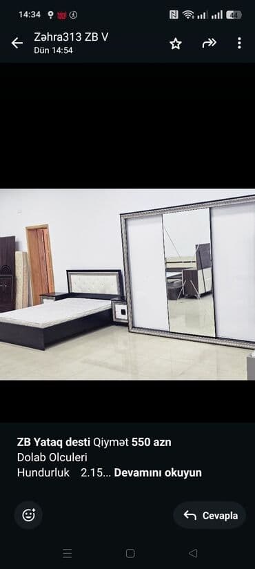 *ZB* *Yataq desti* Qiymət *550 azn* Dolab Olculeri Hundurluk 2.15 lalafo.az -da *ZB* *Yataq desti* Qiymət *550 azn* Dolab Olculeri Hundurluk 2.15