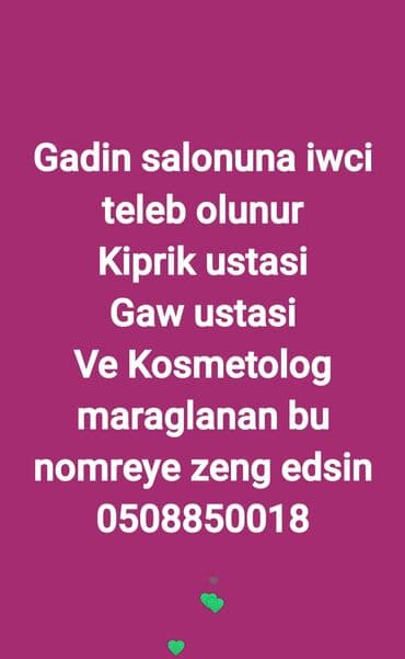 Gözəllik salonunda iş üçün vakansiyalar: - Kiprik ustası (klassik lalafo.az -da Gözəllik salonunda iş üçün vakansiyalar: - Kiprik ustası (klassik