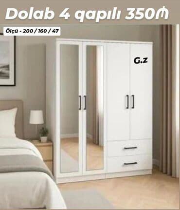Açılan, 4 qapılı Düz dolab, Qarderob, paltar dolabı lalafo.az -da Açılan, 4 qapılı Düz dolab, Qarderob, paltar dolabı