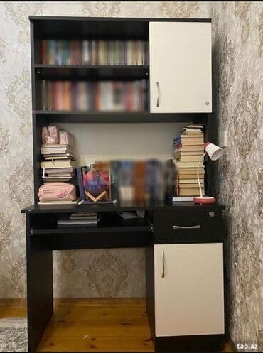 Пуфики на заказ: Kompyuter/iş masası ilə kitab rəfi dəsti - Rəng: qara-ağ at lalafo.az — 1 Пуфики на заказ: Kompyuter/iş masası ilə kitab rəfi dəsti - Rəng: qara-ağ — 1