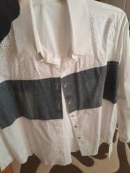 Qadın köynəyi – ağ və cins panelli, qaşlı - Model: düymələnən lalafo.az -da Qadın köynəyi – ağ və cins panelli, qaşlı - Model: düymələnən