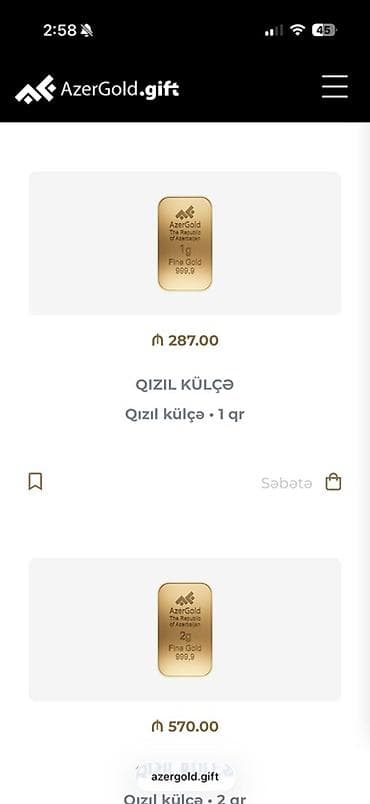 AzerGold qızıl külçə alıram 1 və 2 qram.Zergerlerden baha alıram lalafo.az -da AzerGold qızıl külçə alıram 1 və 2 qram.Zergerlerden baha alıram