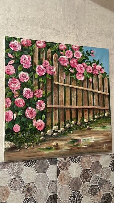 Əsərin adı: Gül çəpəri mövzulu rəsm tablo (3D) Təsvir: - Kətan lalafo.az -da Əsərin adı: Gül çəpəri mövzulu rəsm tablo (3D) Təsvir: - Kətan