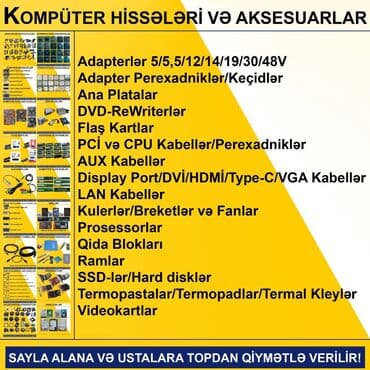 Kompüter hissələri və aksesuarlar Qiymətlər şəkillərdə göstərilib lalafo.az -da Kompüter hissələri və aksesuarlar Qiymətlər şəkillərdə göstərilib