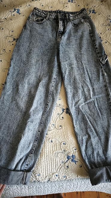 Vintage üslubda cins şalvarlar - Rəng: açıq-boz/stonewash - Kəsim lalafo.az -da Vintage üslubda cins şalvarlar - Rəng: açıq-boz/stonewash - Kəsim
