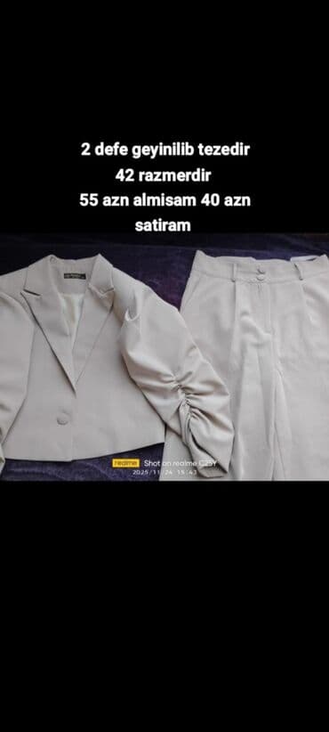 Qadın kostyum dəsti – şalvar və qısa jaket - Rəng: açıq bej/şampan - lalafo.az -da Qadın kostyum dəsti – şalvar və qısa jaket - Rəng: açıq bej/şampan -