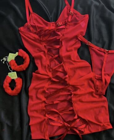 Qırmızı lingerie dəsti - Dəst: şəffaf atlas/parça büstiyerli mini lalafo.az -da Qırmızı lingerie dəsti - Dəst: şəffaf atlas/parça büstiyerli mini