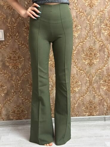 Qadın şalvarı – zeytun-yaşıl rəngdə, yüksək belli, alovlanan (flare) lalafo.az -da Qadın şalvarı – zeytun-yaşıl rəngdə, yüksək belli, alovlanan (flare)