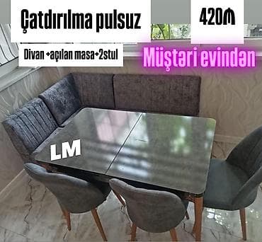 Mətbəx dəsti Tərkib: - Künc divan: 1.20 × 1.70 - Açılan masa: 80 × lalafo.az -da Mətbəx dəsti Tərkib: - Künc divan: 1.20 × 1.70 - Açılan masa: 80 ×