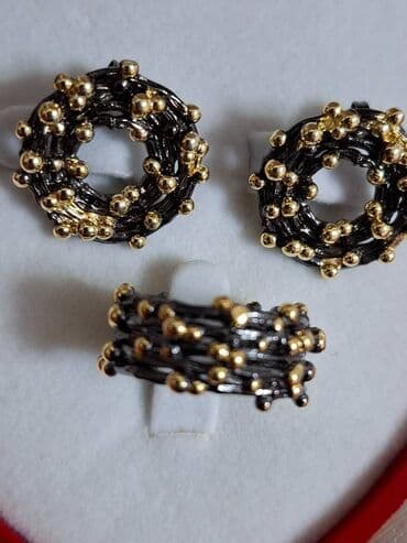 Qadınlar üçün zərgərlik dəsti - 3 hissədən ibarət: üzük + sırğa cütü lalafo.az -da Qadınlar üçün zərgərlik dəsti - 3 hissədən ibarət: üzük + sırğa cütü