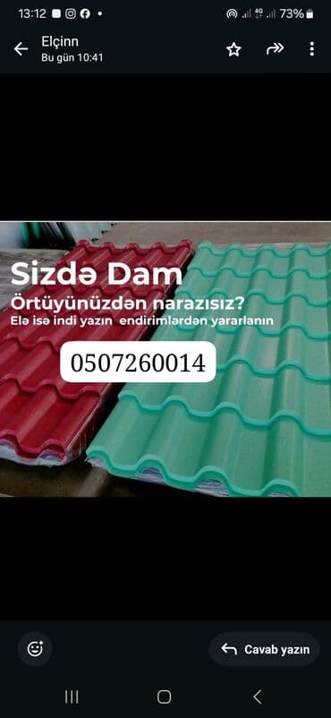Profnastil: Dam örtuyu satişi zavod dan isdelen ölcye kesirik.aksusar var lalafo.az -da — 3 Profnastil: Dam örtuyu satişi zavod dan isdelen ölcye kesirik.aksusar var — 3