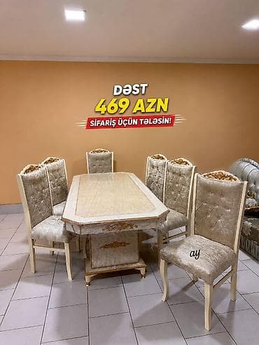 Qonaq otağı üçün, Yeni, Açılmayan, Dördbucaq masa, 6 stul lalafo.az -da Qonaq otağı üçün, Yeni, Açılmayan, Dördbucaq masa, 6 stul