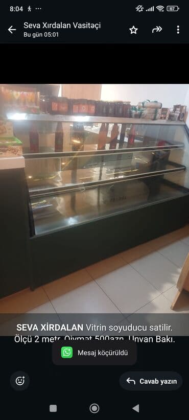*SEVA XİRDALAN* Vitrin soyuducu satilir. Ölçü 2 metr. Qiymət 500azn lalafo.az -da *SEVA XİRDALAN* Vitrin soyuducu satilir. Ölçü 2 metr. Qiymət 500azn