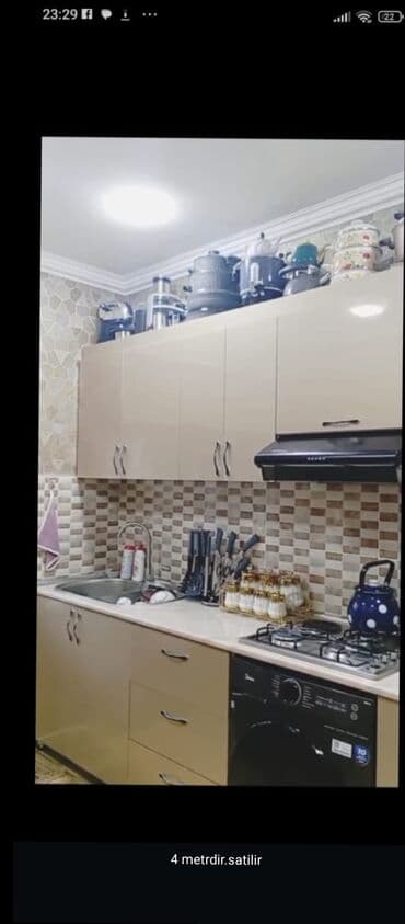 Mətbəx mebeli dəsti – 4 metr - Rəng: açıq bej, parlaq səth - Üst lalafo.az -da Mətbəx mebeli dəsti – 4 metr - Rəng: açıq bej, parlaq səth - Üst