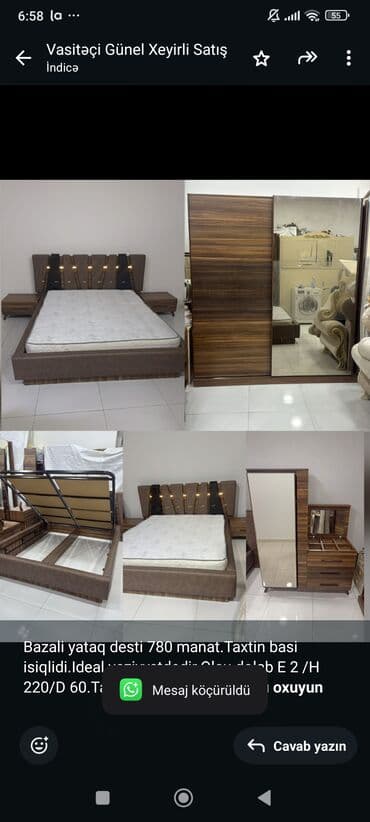 Bazali yataq desti 780 manat.Taxtin basi isiqlidi.Ideal lalafo.az -da Bazali yataq desti 780 manat.Taxtin basi isiqlidi.Ideal