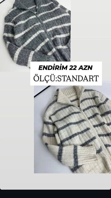 Zolaqlı qadın sviteri - Model: yarımfermuarlı, boğazlı - Ölçü lalafo.az -da Zolaqlı qadın sviteri - Model: yarımfermuarlı, boğazlı - Ölçü