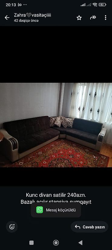 Künc divan, İşlənmiş lalafo.az -da Künc divan, İşlənmiş