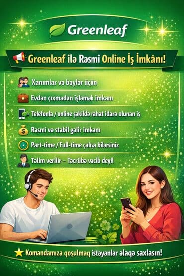 Təhsil, elm: Çağrı mərkəzi operatoru tələb olunur, İstənilən yaş, Təcrübəsiz lalafo.az -da — 1 Təhsil, elm: Çağrı mərkəzi operatoru tələb olunur, İstənilən yaş, Təcrübəsiz — 1