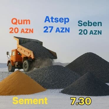Nəqliyyat vasitələri vasitəsilə qum, atsep, şeben və sement kimi lalafo.az -da Nəqliyyat vasitələri vasitəsilə qum, atsep, şeben və sement kimi