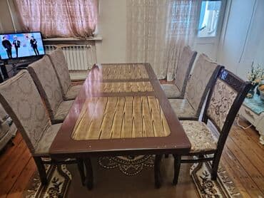 Qonaq otağı üçün, Açılmayan, Dördbucaq masa, 6 stul lalafo.az -da Qonaq otağı üçün, Açılmayan, Dördbucaq masa, 6 stul