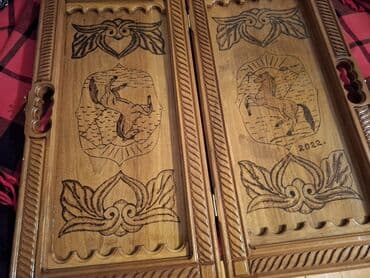 Настольные наборы: Oyma naxışlı taxta tavla dəsti - Material: bərk ağac (tamamilə at lalafo.az — 3 Настольные наборы: Oyma naxışlı taxta tavla dəsti - Material: bərk ağac (tamamilə — 3