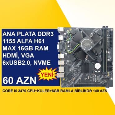Ana Platası Ana Plata "DDR3 LGA 1155 Alfa H61", Yeni lalafo.az -da Ana Platası Ana Plata "DDR3 LGA 1155 Alfa H61", Yeni