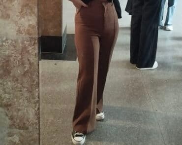 Qadın şalvarı – qəhvəyi rəngdə, hündür bel kəsimi ilə lalafo.az -da Qadın şalvarı – qəhvəyi rəngdə, hündür bel kəsimi ilə