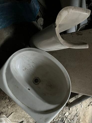 Кухонные краны: Keramik ayaqlı əl-üz yuma lavabonun komplekti - Material: ağ keramika at lalafo.az — 1 Кухонные краны: Keramik ayaqlı əl-üz yuma lavabonun komplekti - Material: ağ keramika — 1