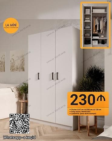 Üç qapılı geyim dolabı – La Mini (Laconic & Minimalism) - at lalafo.az Üç qapılı geyim dolabı – La Mini (Laconic & Minimalism) -
