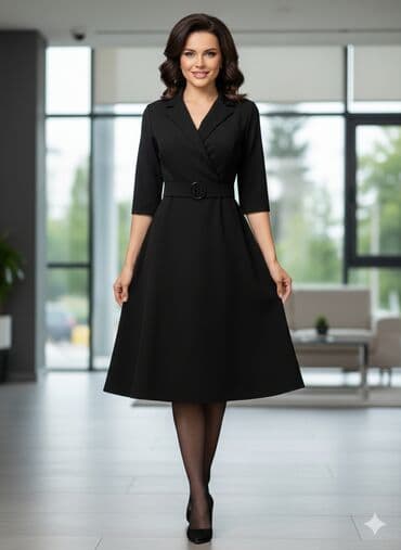 Qara midi don – zərif ofis/klassik üslub - Model: qolsuz deyil, 3/4 lalafo.az -da Qara midi don – zərif ofis/klassik üslub - Model: qolsuz deyil, 3/4