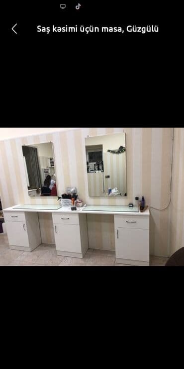Saş kəsimi üçün masa, Güzgülü lalafo.az -da Saş kəsimi üçün masa, Güzgülü