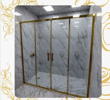 Mətbəx kranları: Qızılı rəngli çərçivəyə malik duş kabinəsi. Şüşə panellər otağa zərif lalafo.az -da — 2 Mətbəx kranları: Qızılı rəngli çərçivəyə malik duş kabinəsi. Şüşə panellər otağa zərif — 2