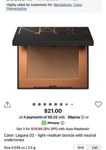 Bronzer, Nars lalafo.az -da Bronzer, Nars