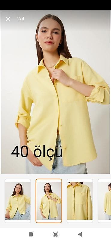 Qadın köynəyi – sarı rəng, 40 ölçü - Klassik yaxalıq, ön düyməli at lalafo.az Qadın köynəyi – sarı rəng, 40 ölçü - Klassik yaxalıq, ön düyməli