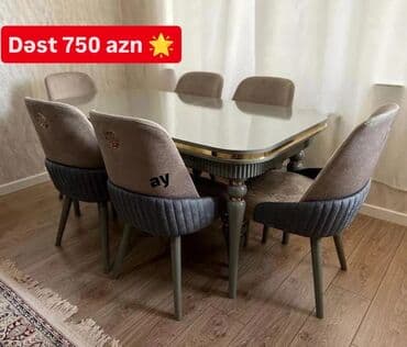 Qonaq otağı üçün, Dördbucaq masa, 6 stul lalafo.az -da Qonaq otağı üçün, Dördbucaq masa, 6 stul