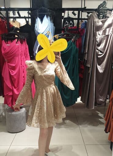 Qısa qızılı ziyafət donu - Parıltılı qızılı/parlaq şifon-tül lalafo.az -da Qısa qızılı ziyafət donu - Parıltılı qızılı/parlaq şifon-tül