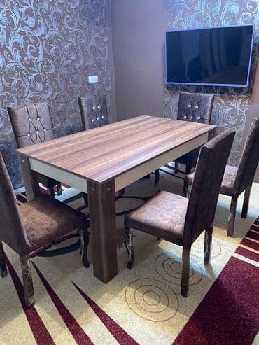 Mətbəx üçün, İşlənmiş, Açılmayan, Dördbucaq masa, 6 stul lalafo.az -da Mətbəx üçün, İşlənmiş, Açılmayan, Dördbucaq masa, 6 stul
