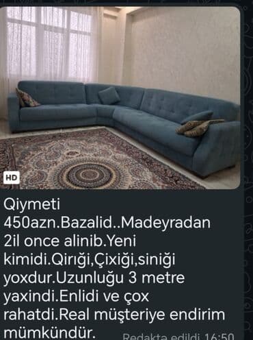 Künc divan, Açılan, Bazalı, Çatdırılma yoxdur lalafo.az -da Künc divan, Açılan, Bazalı, Çatdırılma yoxdur