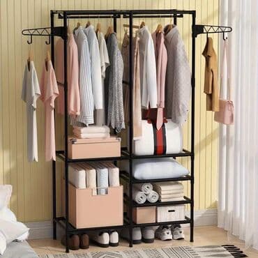 Metal geyim asqısı və saxlama stendləri - Müasir minimal dizayn: qara lalafo.az -da Metal geyim asqısı və saxlama stendləri - Müasir minimal dizayn: qara