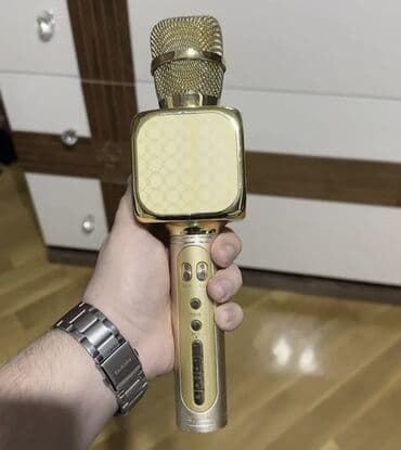Qızılı rəngli portativ karaoke mikrofonu (Bluetooth hoparlörlü) - lalafo.az -da Qızılı rəngli portativ karaoke mikrofonu (Bluetooth hoparlörlü) -