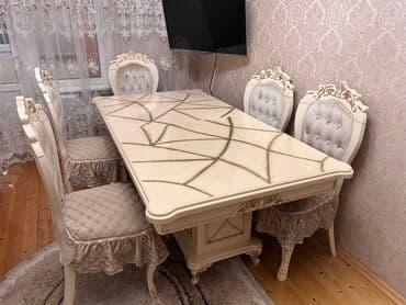 Qonaq otağı üçün, Açılmayan, Dördbucaq masa, 6 stul lalafo.az -da Qonaq otağı üçün, Açılmayan, Dördbucaq masa, 6 stul
