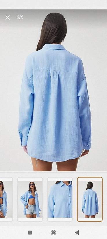 Mavi rəngli qadın oversize köynək - Kəsim: rahat/oversize, uzunluq at lalafo.az Mavi rəngli qadın oversize köynək - Kəsim: rahat/oversize, uzunluq