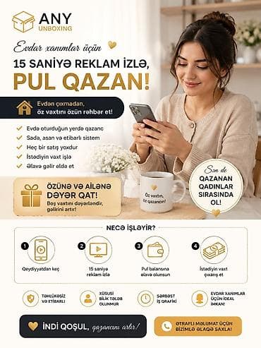 ⚡️Evde otur 15 saniye reklam izle əlavə gelir qazan⚡️ Any unboxing⚡️ lalafo.az -da ⚡️Evde otur 15 saniye reklam izle əlavə gelir qazan⚡️ Any unboxing⚡️