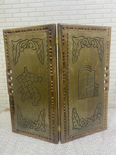 Маски, очки: Əl oyma naxışlı taxta nərd-taxta dəsti - Material: tam ağac (taxta) at lalafo.az — 3 Маски, очки: Əl oyma naxışlı taxta nərd-taxta dəsti - Material: tam ağac (taxta) — 3