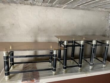 Qara metal karkaslı şüşə üstlü masa dəsti - Komplekt: 3 ədəd kvadrat lalafo.az -da Qara metal karkaslı şüşə üstlü masa dəsti - Komplekt: 3 ədəd kvadrat