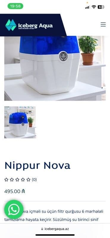 Nippur Nova – içməli su üçün masaüstü filtrləmə qurğusu - 6 mərhələli lalafo.az -da Nippur Nova – içməli su üçün masaüstü filtrləmə qurğusu - 6 mərhələli